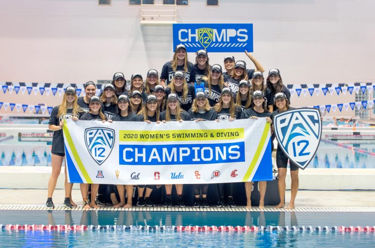 With 1598 points and eight conference titles, Stanford secured its fourth-straight Pac-12 women's swimming and diving title. No other school has achieved such a feat. (Photo: CHUCK ARELEI)