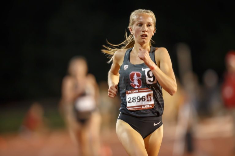 Senior Ella Donaghu and junior Jess Lawson (above) finished with No. 2 and No. 3 best mile times all-time in Stanford history. The duo, along with juniors Ashlan Best and Julia Heymach, also finished with the top distance medley relay time nationwide at the Razorback Invitational last weekend. (Photo: DAVID ELKINSON/isiphotos.com)