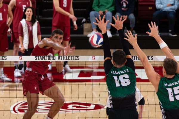 Junior opposite Jaylen Jasper paced the Cardinal with 20 kills in Thursday's 3-1 loss to USC. Jasper, who hit the 20-kill mark for the fourth time this season, hit at a .429 clip. (PHOTO: Mike Rasay/isiphotos.com)