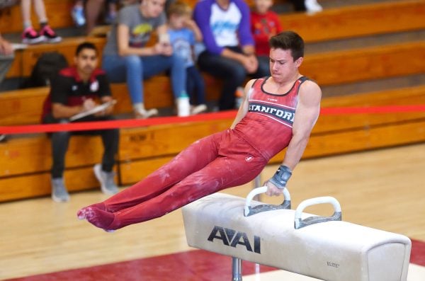 Sophomore Brody Malone (above) and alums Grant Breckenridge ’19 and Akash Modi ’17 qualified for the U.S. Senior National Team over the weekend. Malone finished at the Winter Cup with an all-around score of 83.950. (Photo: HECTOR GARCIA-MOLINA/isiphotos.com)