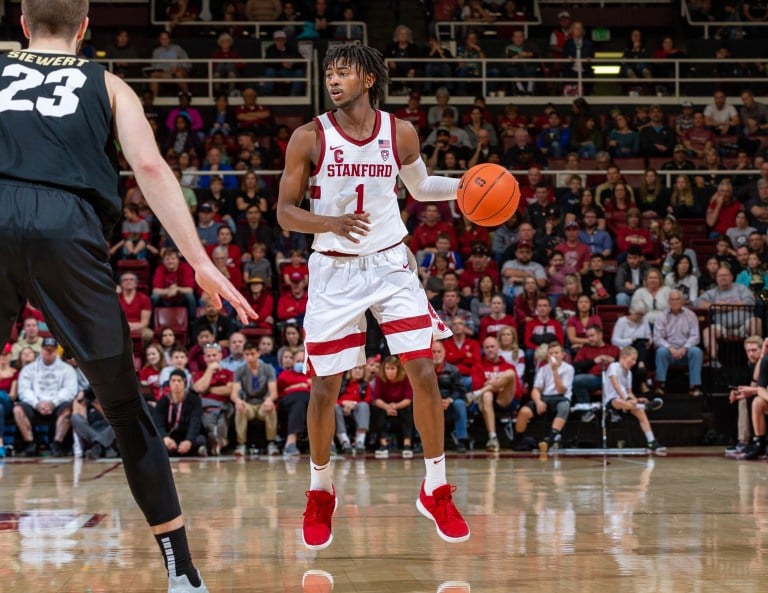 Junior guard and co-captain Daejon Davis was the sole offensive threat for the Cardinal during the Pac-12 tournament. He led the team in points with 16, but the team was unable to capitalize and trailed for the entire game. (Photo: JOHN P. LOZANO/isiphotos.com)