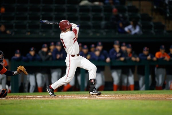 After stealing second, a comedy of miscues from the Wildcats allowed junior Tim Tawa (above) to make it home, giving the Cardinal their only run in Friday's 6-1 loss. (Photo: BOB DREBIN/isiphotos.com)