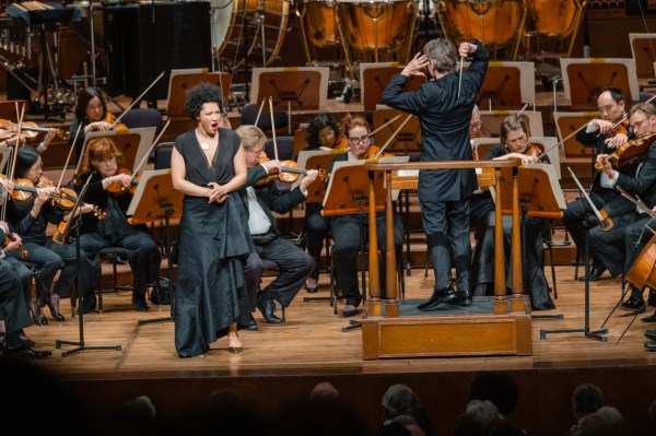 "Music Director Designate Esa-Pekka Salonen leads the San Francisco Symphony in Britten’s Les Illuminations featuring SFS Artist-in-Residence soprano Julia Bullock on February 20, 2020 at Davies Symphony Hall." 

(Photo: Brandon Patoc/SF Symphony)