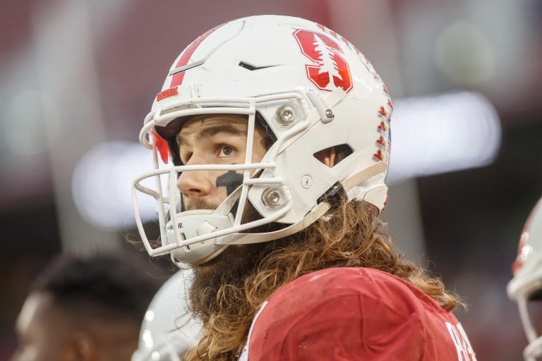 Junior tight end Colby Parkinson's decision to leave Stanford early paid off on Saturday morning when he was drafted by the Seattle Seahawks in the fourth round. Parkinson didn't drop a single pass in 2019. (PHOTO: David Elkinson/isiphotos.com)