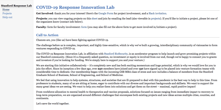 A new grad student initiative, the COVID-19 Response Innovation Lab, is working to launch new projects to tackle the coronavirus pandemic. (Photo: COVID-19 Response Innovation Lab)