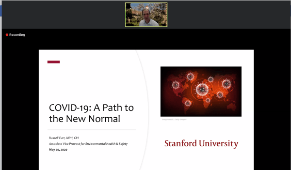 Russel Furr spoke to ways educational institutions could adapt to COVID-19. (Photo: ANASTASIA MALENKO/The Stanford Daily)