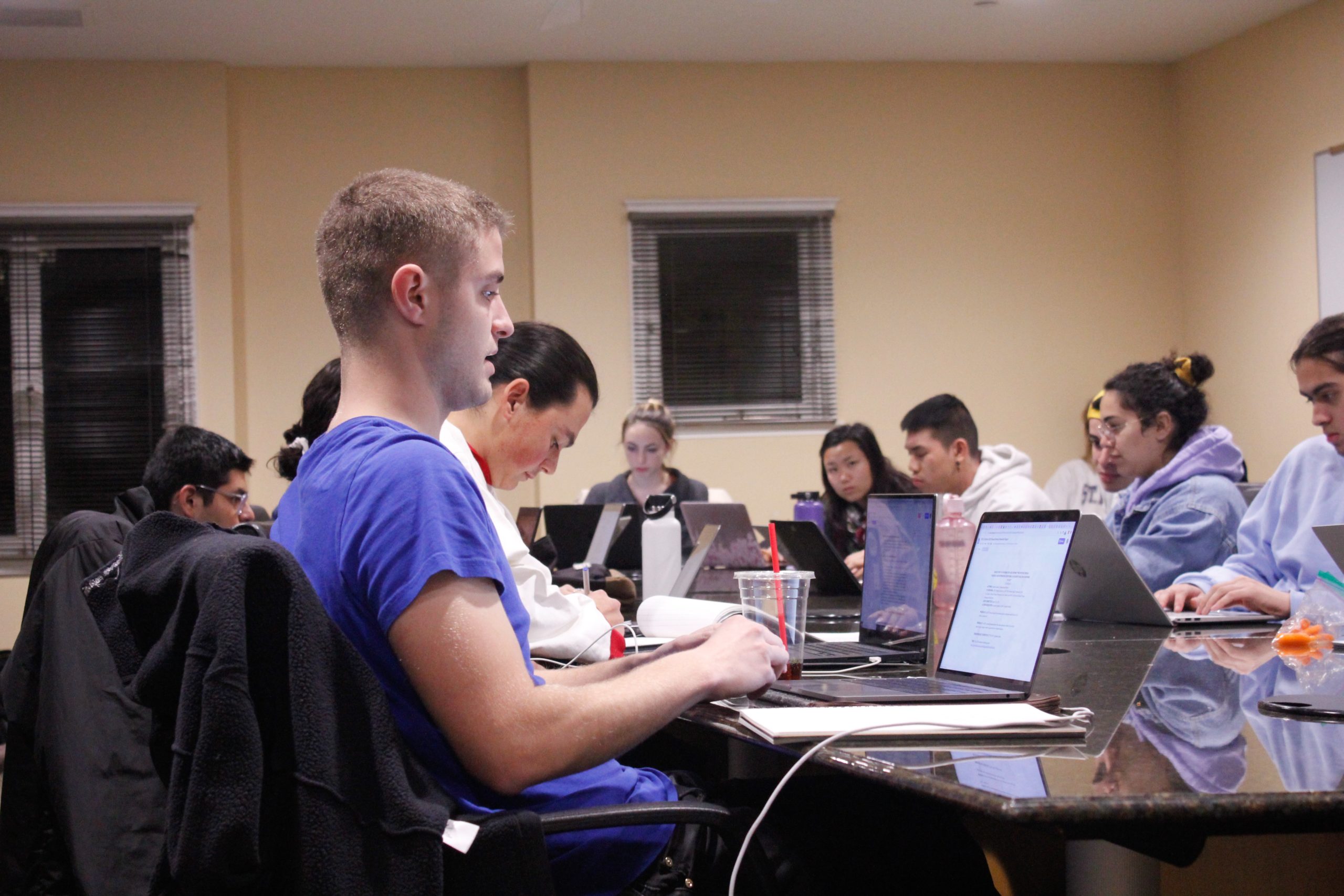 Martin Altenburg '21 sits at an ASSU Undergraduate Senate meeting.