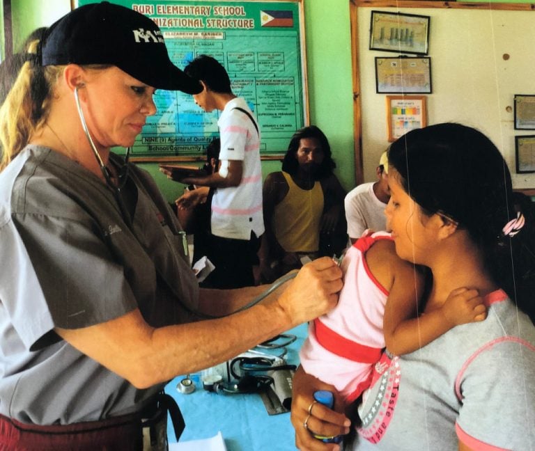 Barrett in the Philippines in 2013 in the aftermath of Typhoon Haiyan (photo: Barbie Barrett)