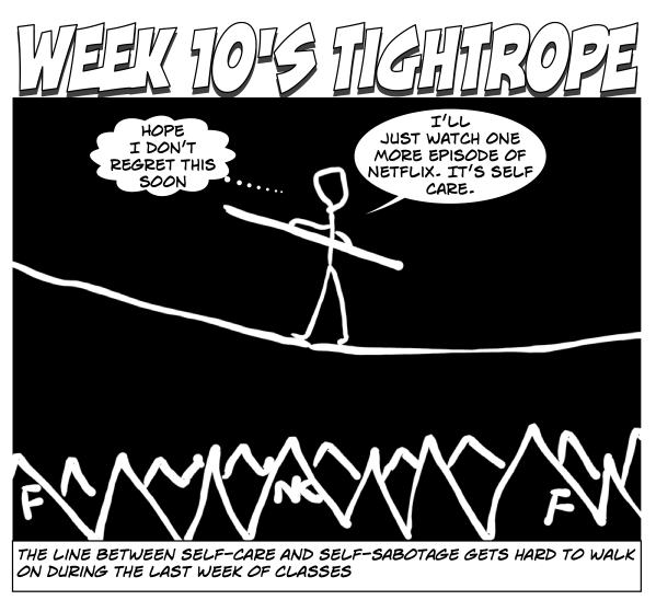 the line between self-sabotage and self-care is thin during week 10