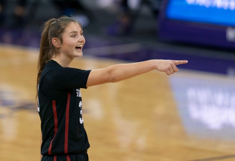 Sophomore guard Hannah Jump led the Cardinal with 15 points in a victory over the Washington Huskies. (Photo: STEPHEN BRASHEAR/isiphotos.com)