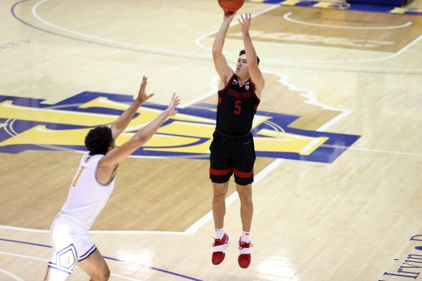 Freshman guard Michael O'Connell (above, No. 5) finished with 12 points, eight assists and seven rebounds — all career-highs — in Stanford's 81-71 win over Oregon State. (Photo: ANDY MEAD/isiphotos.com)