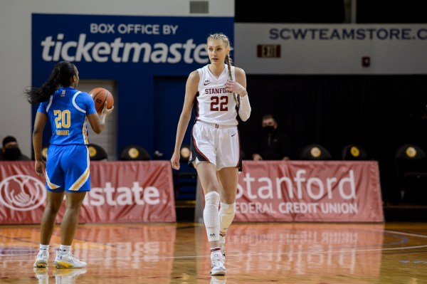 Freshman forward Cameron Brink (above) has been a force under the rim this season, leading the nation's freshmen with 49 total blocks. (Photo: KAREN HICKEY/isiphotos.com)