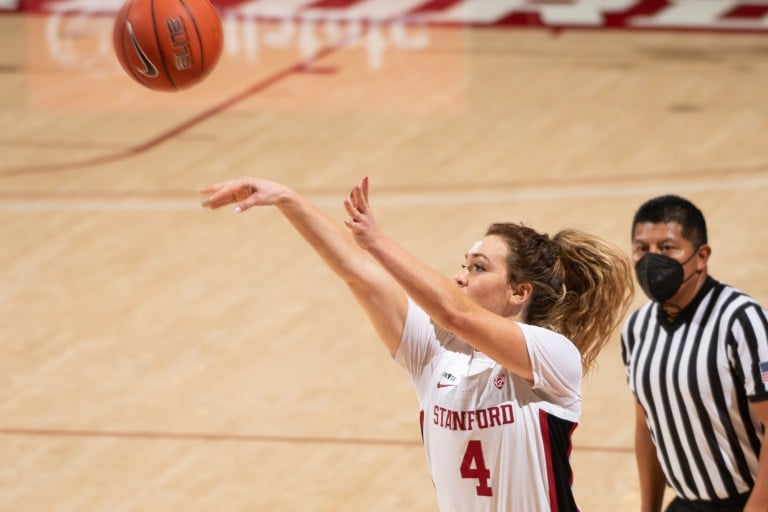 Freshman guard Jana Van Gytenbeek (above), with a career-high 26 minutes, led the Cardinal to an 83-41 win against Utah. (Photo: DON FERIA/isiphotos.com)