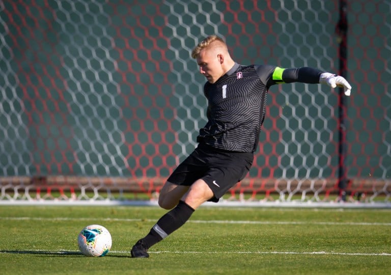 Redshirt junior goalkeeper Andrew Thomas (above) helped keep Cal off the board on Thursday, but Stanford's offense was unable to generate a score of its own as the two teams finished in a 0-0 tie. (Photo: ERIN CHANG/isiphotos.com)