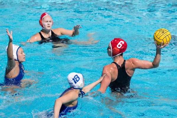 Hannah Shabb looks for a shot during Saturday's between Stanford and San Jose State. Shabb had a season high four goals against San Diego State on Sunday (Photo: MIKE RASAY/isiphotos.com)