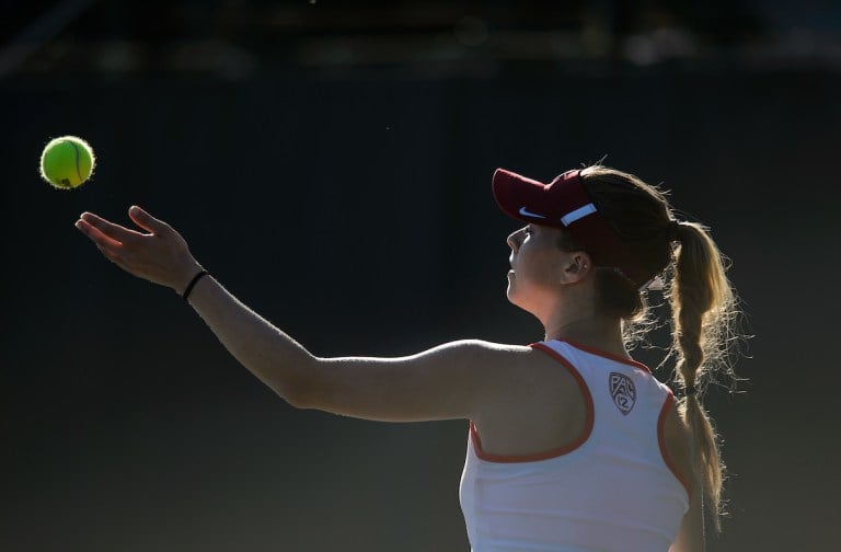 Senior Michaela Gordon (above) is 4-0 in singles play after four matches for Stanford women's tennis. An opportunity for a fifth consecutive Stanford victory comes Thursday, when Saint Mary's comes to the Farm. (Photo: JOHN TODD/isiphotos.com)