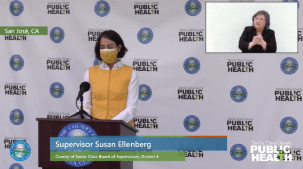 Santa Clara County officials Sara Cody, James R. Williams and Susan Ellenberg urged citizens to continue social distancing, although the county will ease COVID-19 restrictions. (Screenshot: ANUKA MOHANPUHR/The Stanford Daily)