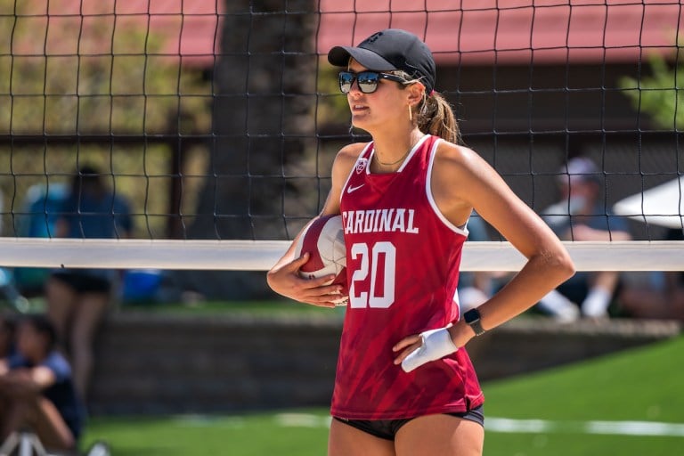 Sophomore Maddi Kriz (above) is just two wins away from tying the program record for victories in a single season. Kriz and freshman partner Maya Harvey are 16-7 heading into Stanford beach volleyball's Thursday matchup against Santa Clara. (Photo: GLEN MITCHELL/isiphotos.com)