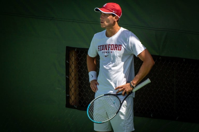 Freshman Tristan Boyer (above) got singles play started off with a win for Stanford on Sunday. (Photo: LYNDSAY RADNEDGE/isiphotos.com)