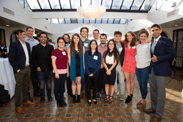 Dr. Brice Gaudilliere (left) and Dr. Ina Stelzer (second right) gather with colleagues who specialize in prenatal medical research (Photo courtesy of Ina Stelzer)