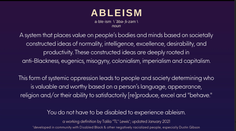 TL Lewis' redefinition of the word ableism