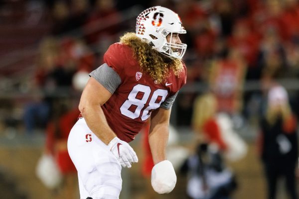 Fifth-year Tucker Fisk stands ready on the field.