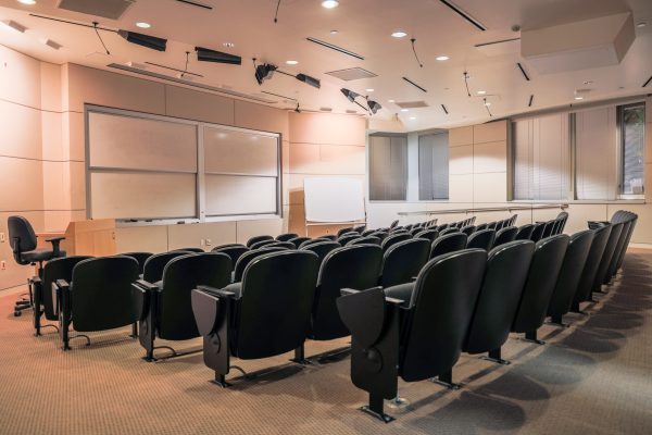 Empty lecture hall in Packard.