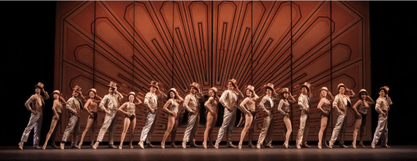 Musical dancers line up for a performance of "A Chorus Line" at the Moonlight Amphitheater.