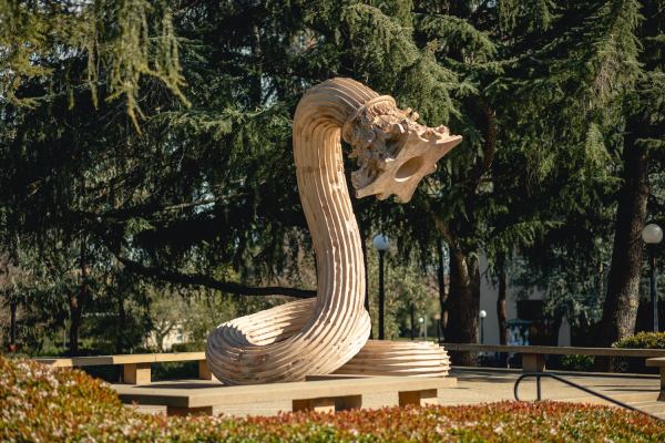 The sculpture entitled 'Hello' on Meyer Green.