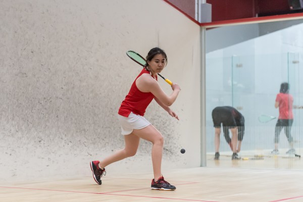 Sophomore Si Yi Ma prepares to hit a backhand.