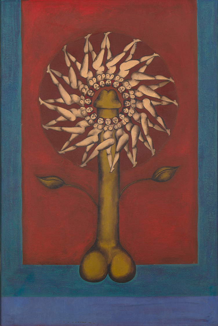 Anita Steckel's “Busby Berkeley Circle (Flower),” circa 1970. Oil on canvas. (Photo courtesy of Jason Mandella)