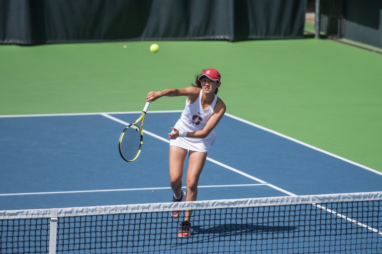 Freshman Connie Ma (above) has been the No. 1 for Stanford all season long and is primed to lead the Cardinal into the NCAA Tournament. (Photo: KAREN HICKEY/isiphotos.com)