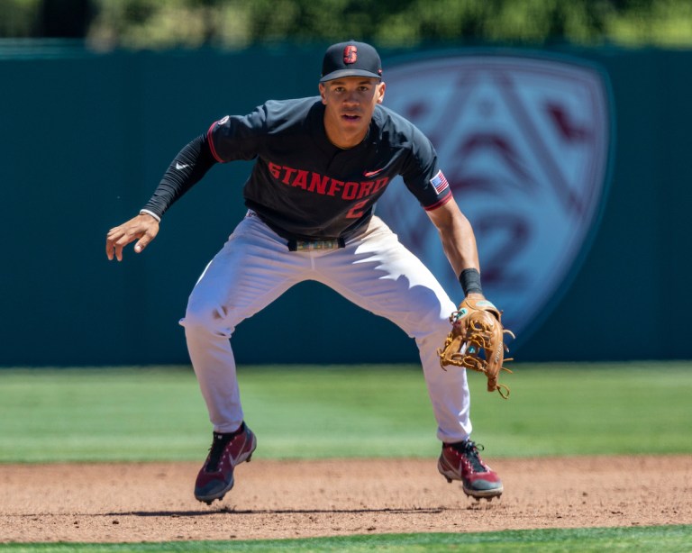 Sophomore third baseman Drew Bowser prepares to field a ball