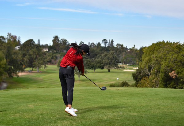 Rose Zhang hits a tee shot