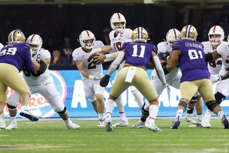 Casey Filkins and Tanner McKee against Washington