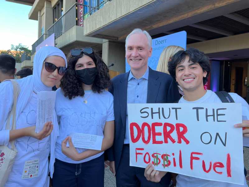 From left to right: Iman Deriche, Sara Abdelhamid, Marc Tessier-Lavigne and Chris Rilling. 