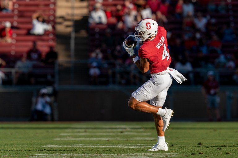 Michael Wilson catches a ball against Colgate.