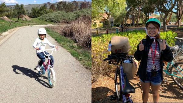 Two pictures of the author with their bike.