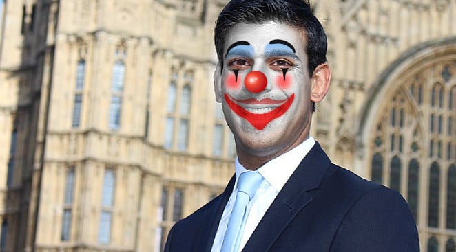 Rishi Sunak in clown makeup