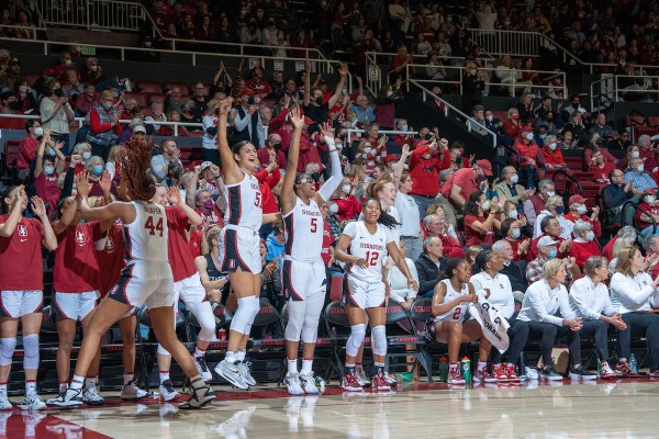 Basketball players celebrate