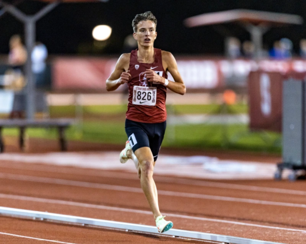 a track and field athlete running in a track lane