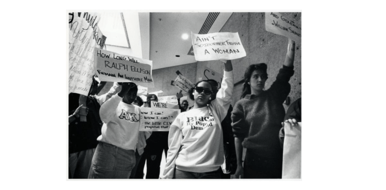 Students protest against Western Civilization requirement at Stanford.