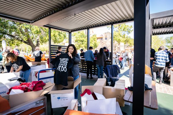 Members of Stanford Graduate Workers Union assisting with demonstration efforts.