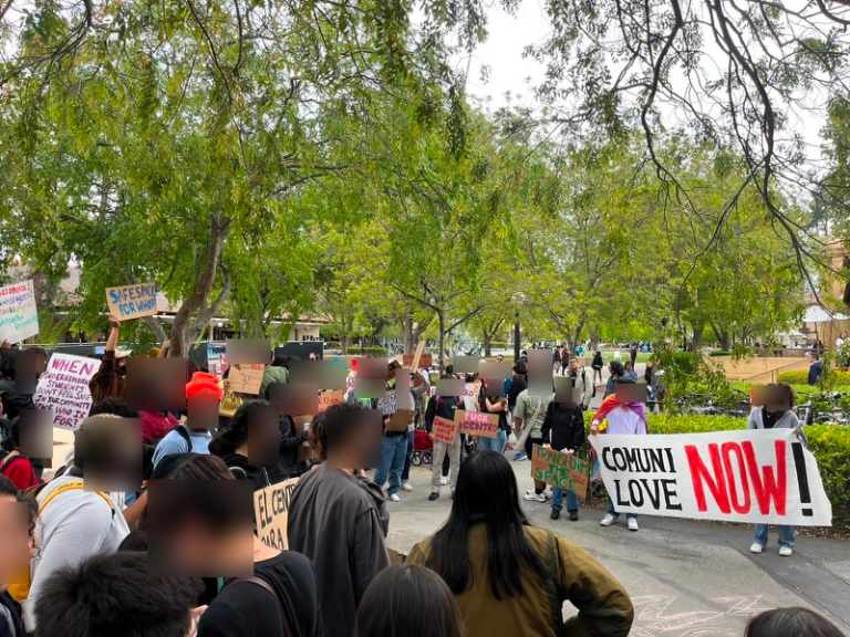 Students gather in the QSR Cafecito to protest El Centro Chicano y Latino.