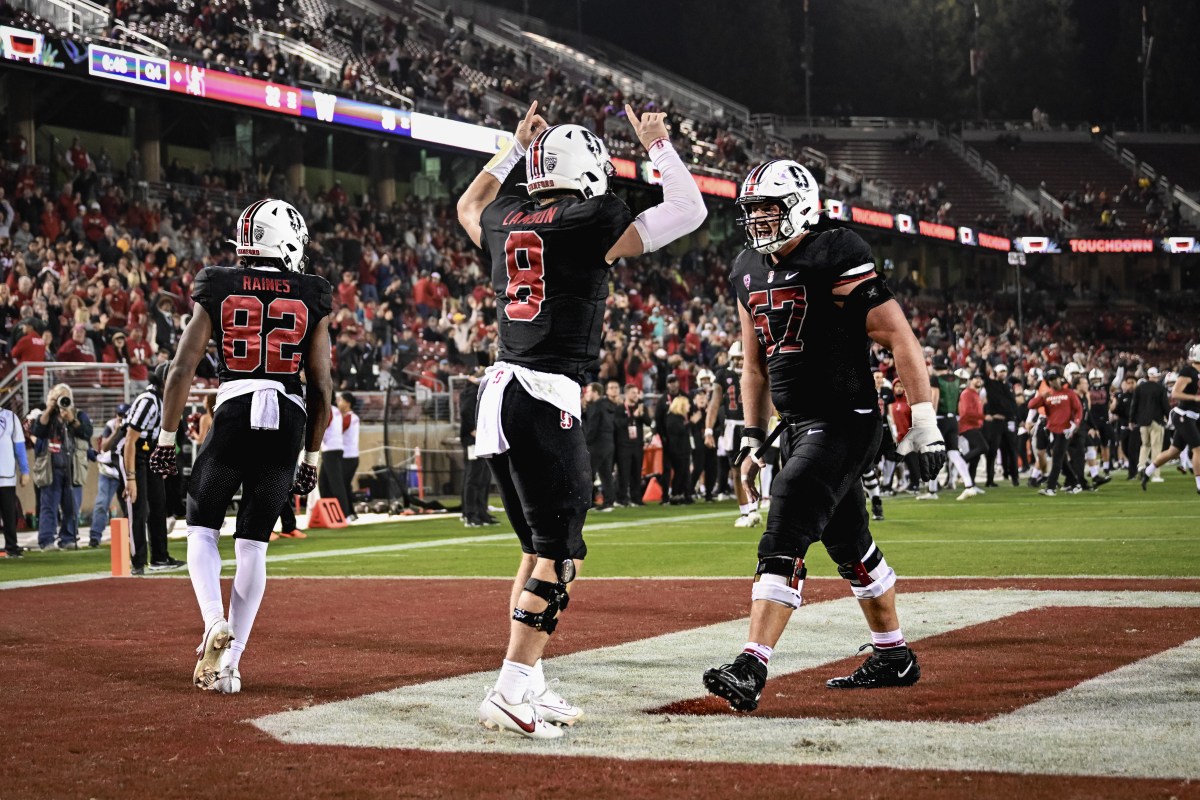 Justin Lamson celebrates in the endzone.