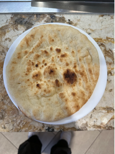 Pita bread on plate.