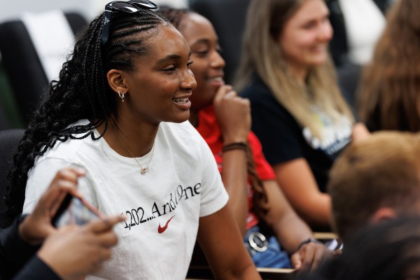 Kiki Iriafen at Tara VanDerveer's retirement press conference.