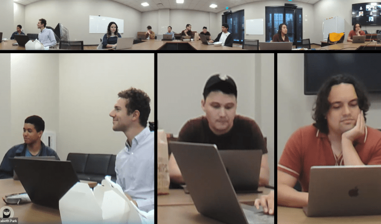 The Graduate Student Council (GSC) debates a joint resolution during their Tuesday meeting (Screenshot: ANDREW ZENG/The Stanford Daily)