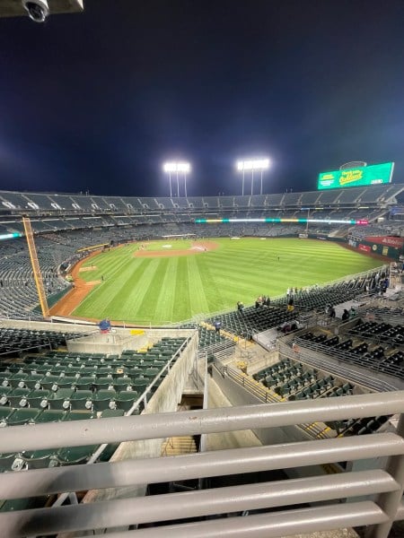 Image of the Oakland Coliseum after a baseball game