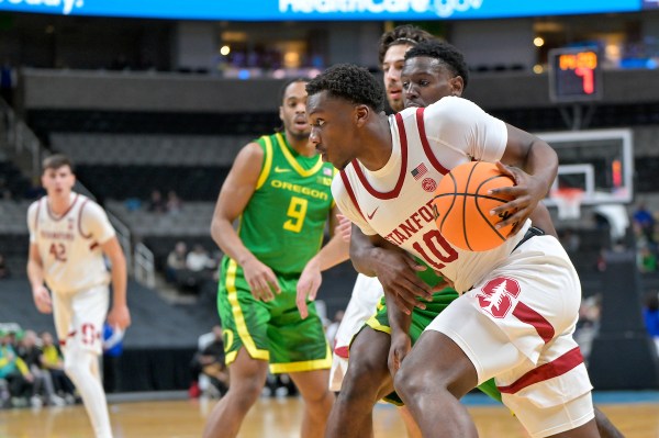 Chisom Okpara during a game against the University of Oregon at the SAP Center.